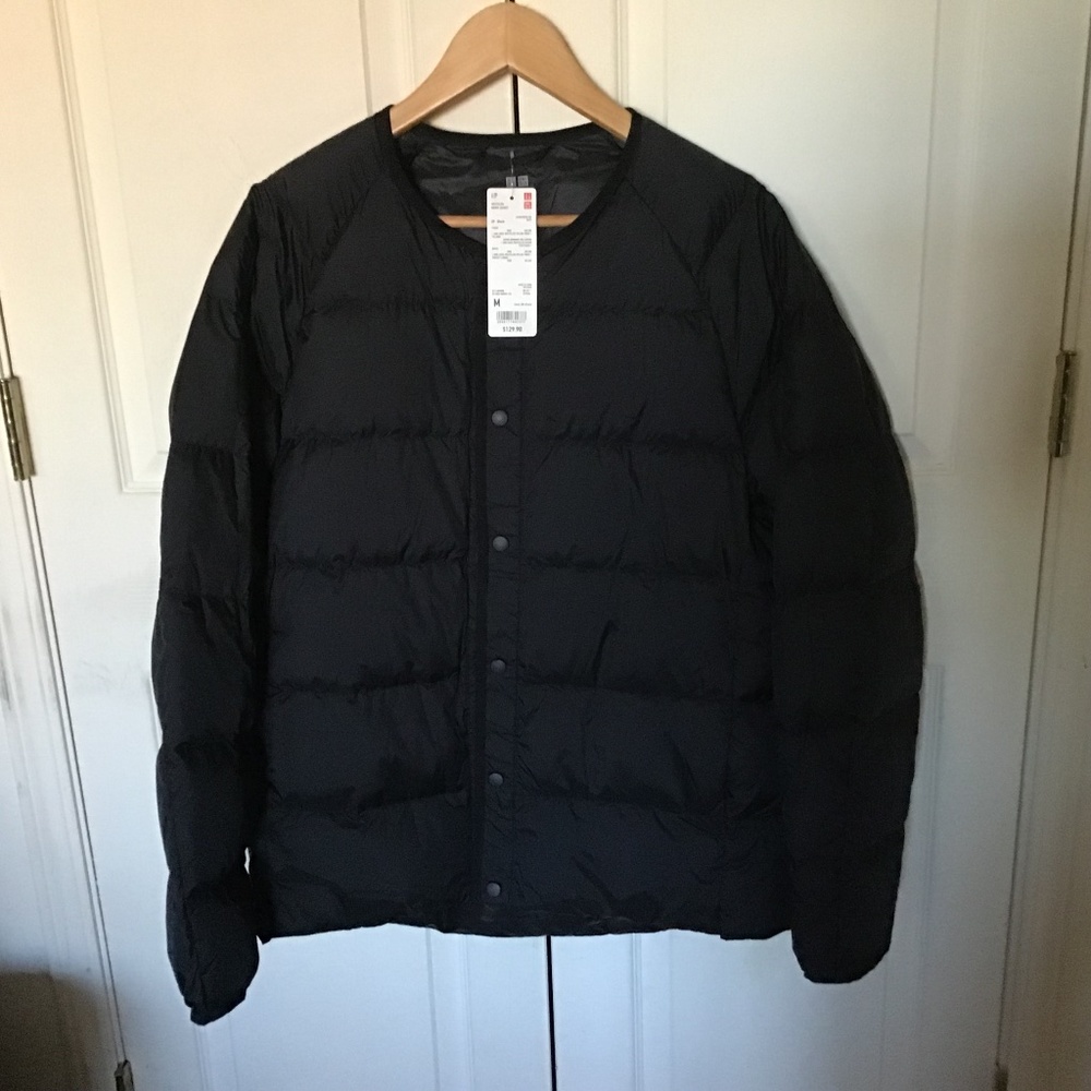 NWT UNIQLO Men Recycled Down Jacket No-collar down cardigan Black Size M